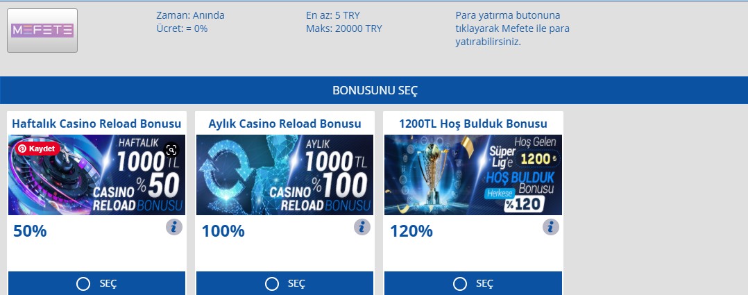Mefete Bonusu Veren Bahis Siteleri